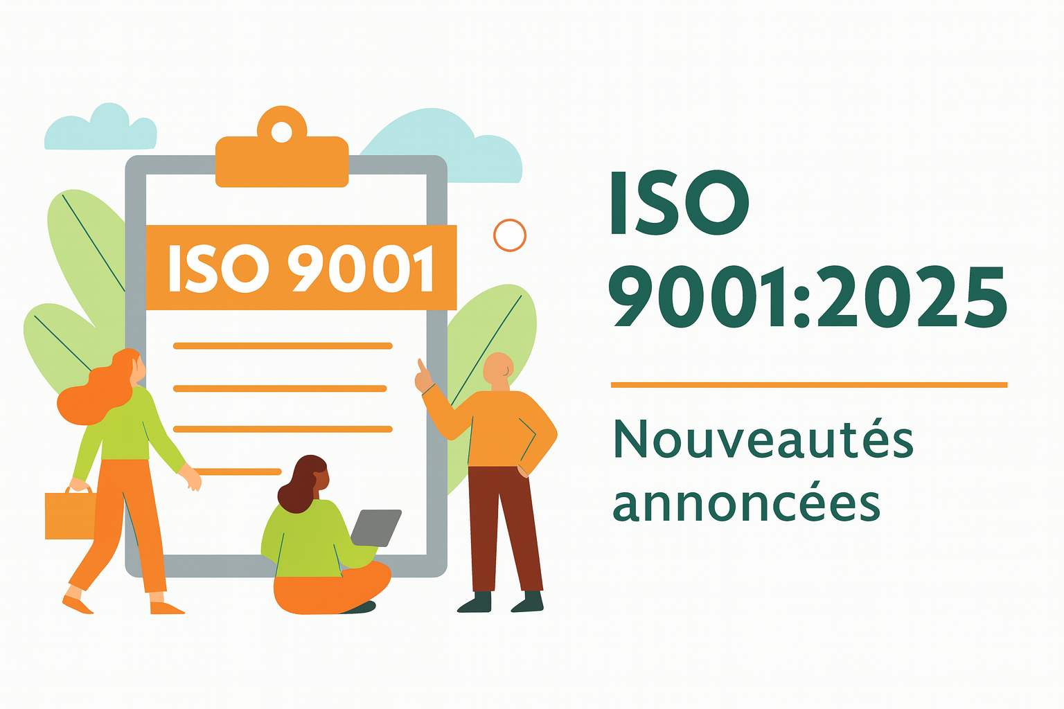 Personnages présentant DIS ISO 9001 2025