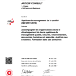 Certificat ISO 9001 - Anticip Consult